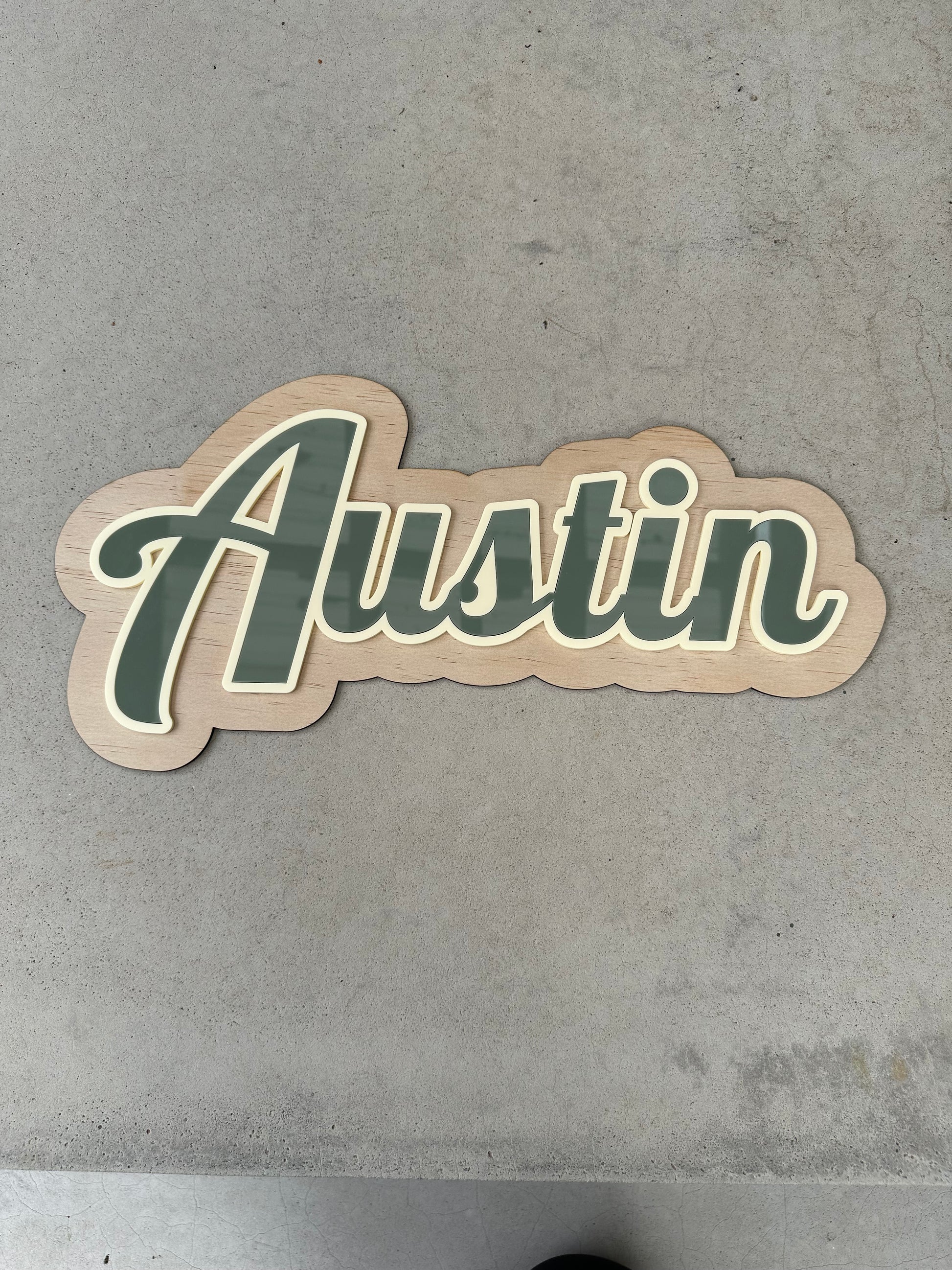 Wood and Acrylic Custom Name Retro Font Wall Sign