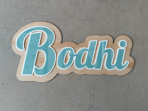 Wood and Acrylic Custom Name Retro Font Wall Sign