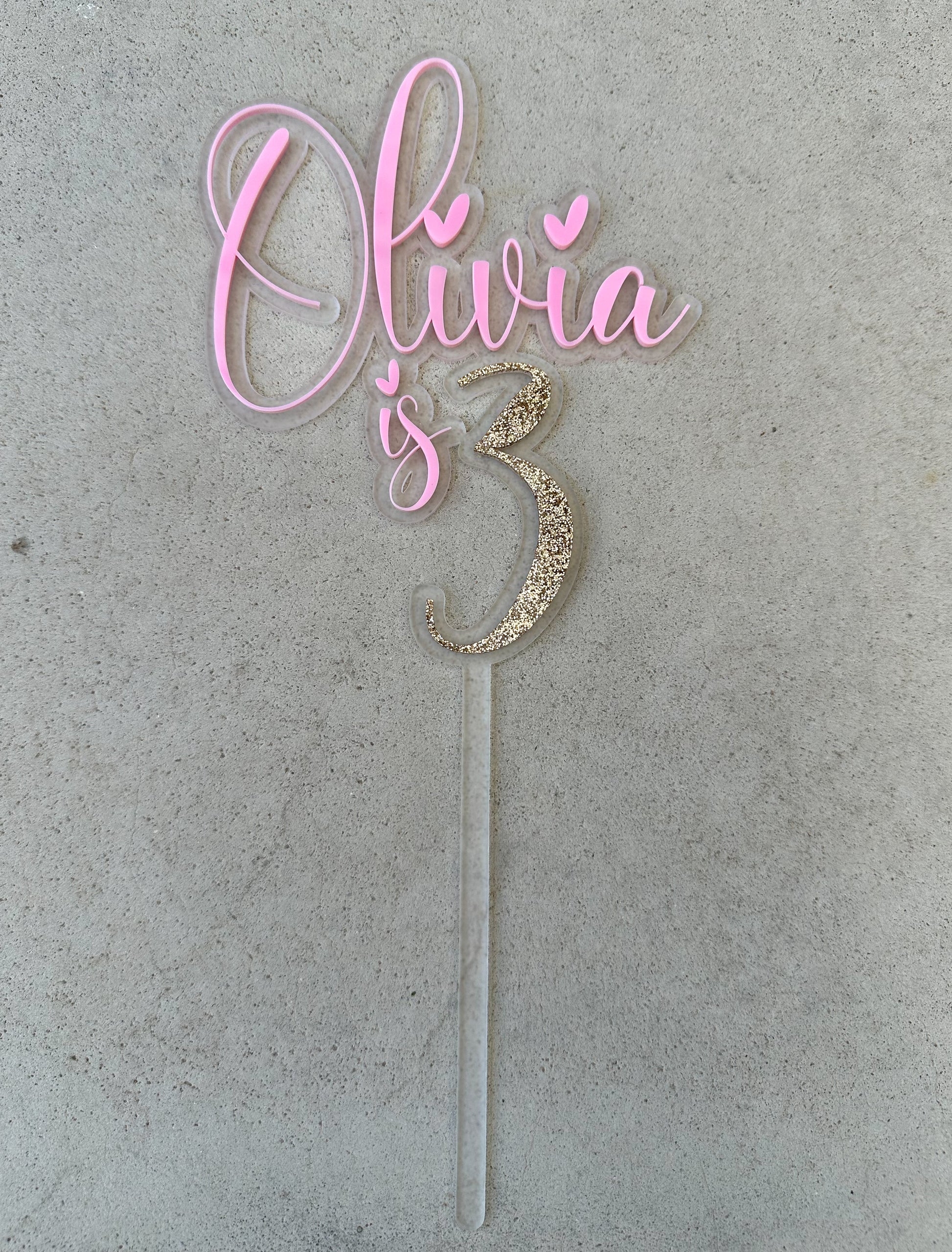 Custom Acrylic Heart font Cake Topper
