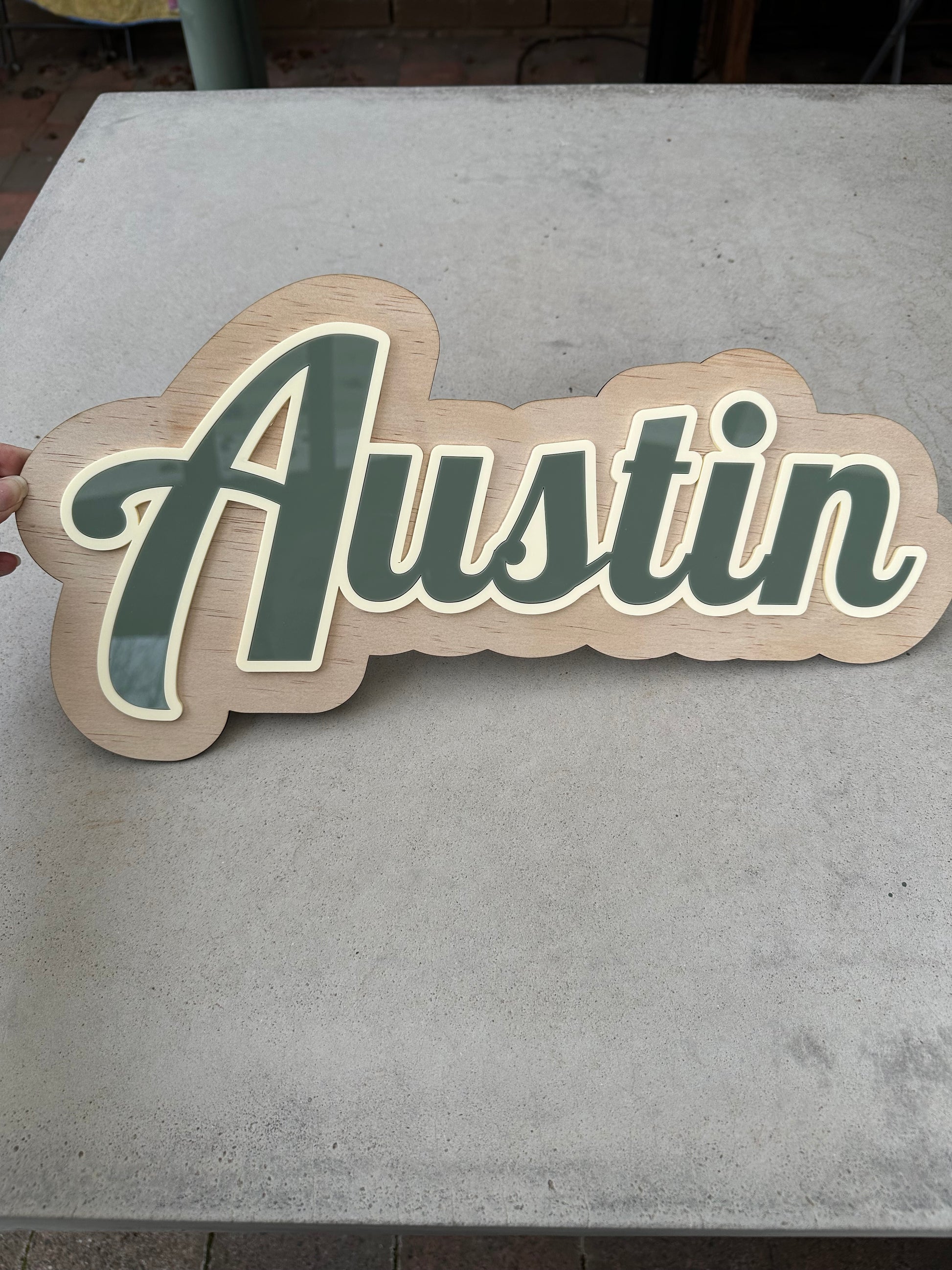 Wood and Acrylic Custom Name Retro Font Wall Sign