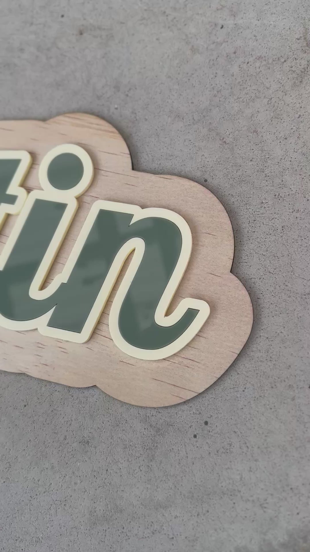 Wood and Acrylic Custom Name Retro Font Wall Sign